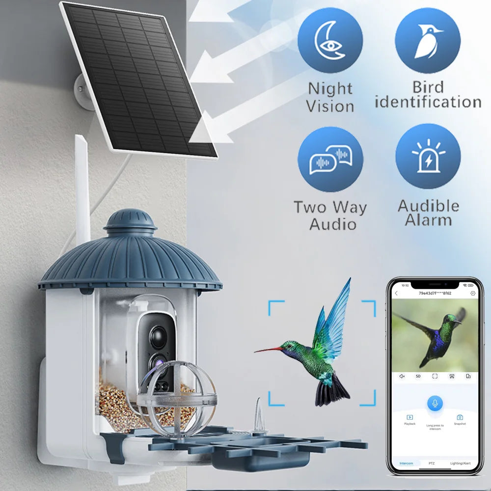 Smart Solar Bird Feeder with 2K HD Camera