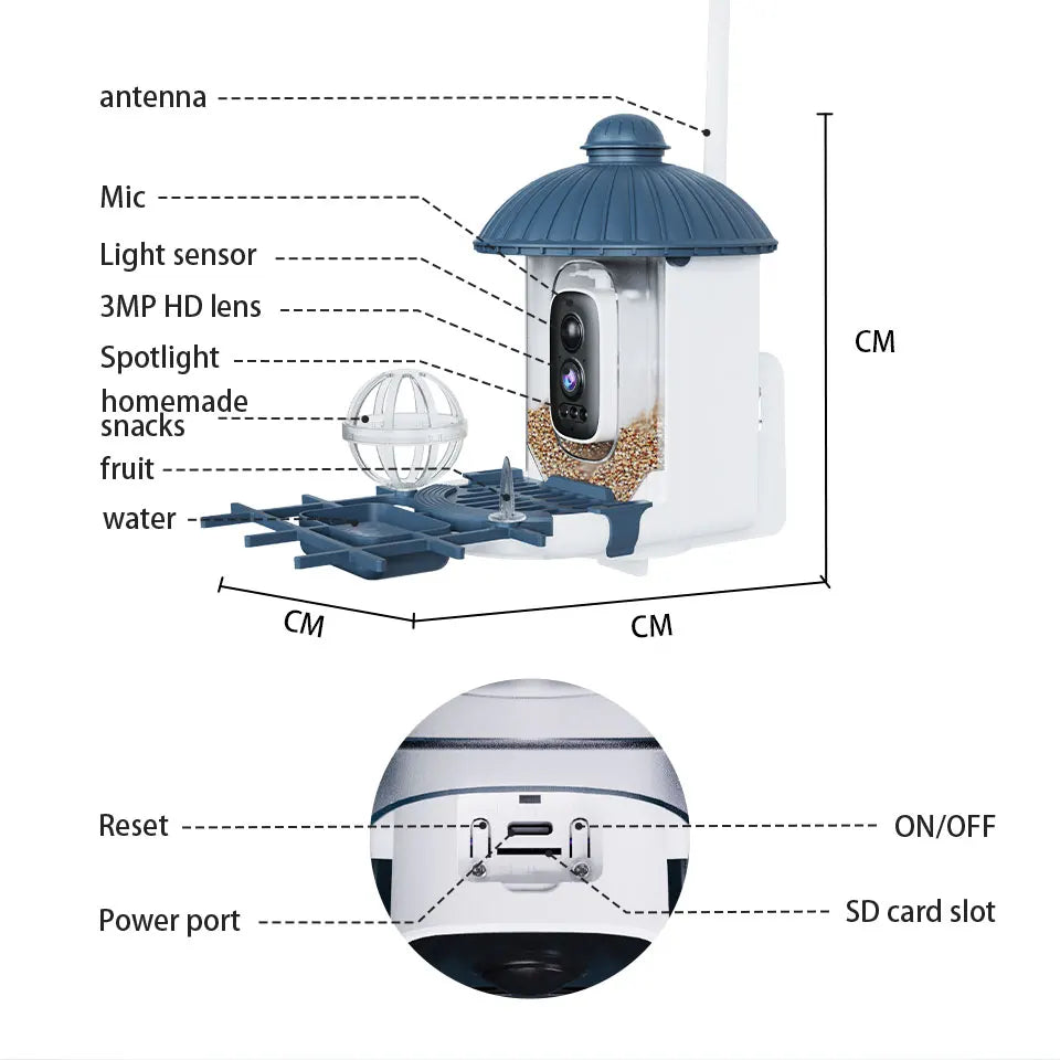 Smart Solar Bird Feeder with 2K HD Camera